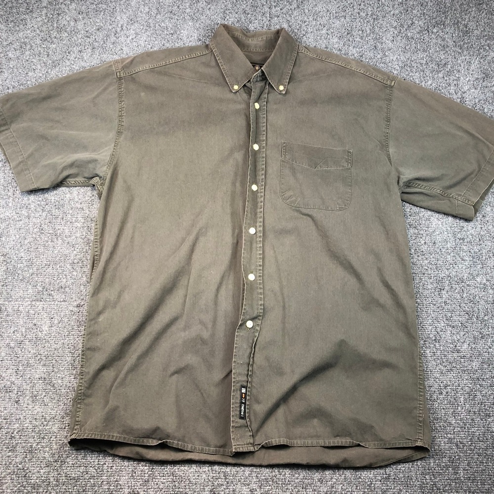 J. RIGGINS Sportswear Mens M Short Sleeve Button Down Shirt Cotton‎ Khaki Brown